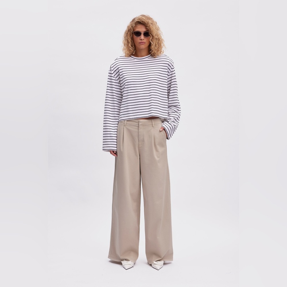 Gestuz Sibagz Stripe Top Bluser  White Black Stripe S - Picture 2 of 6